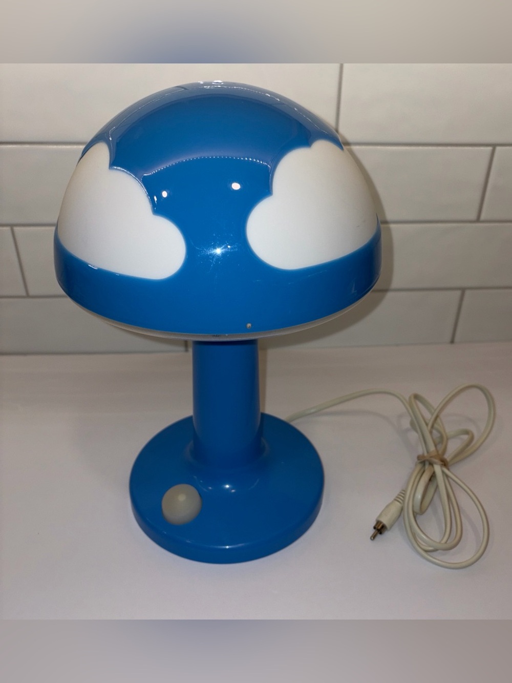 IKEA Blue and White Retro Mushroom Table Lamp